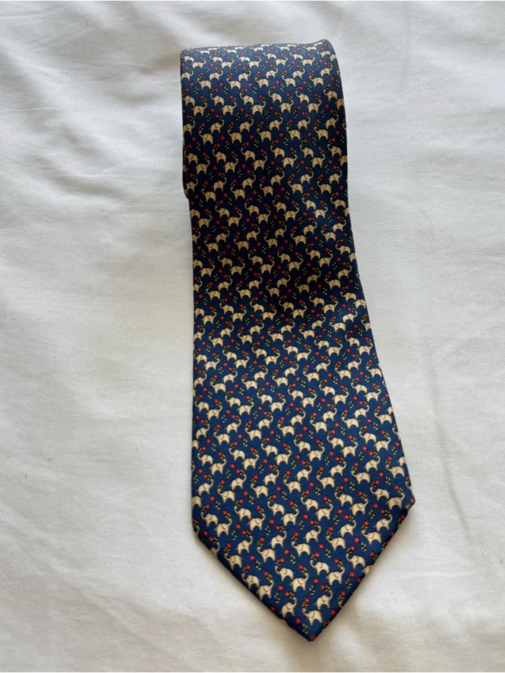 Salvador Ferragamo Novelty Elephant Pattern Silk Tie